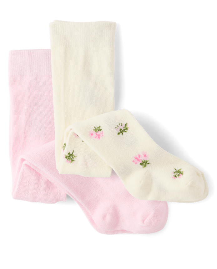 Baby Girls Floral Pointelle Tights 2-Pack