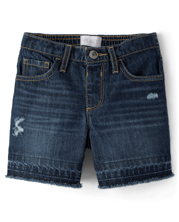 Girls Ripped Relaxed Denim Midi Shorts