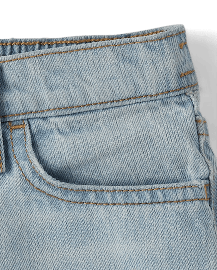 Girls Ripped Relaxed Denim Midi Shorts