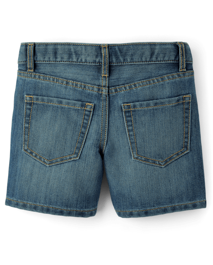 Girls Rhinestone Studded Midi Jean Shorts