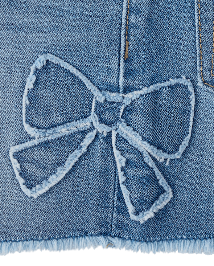 Girls Applique Bow Midi Jean Shorts