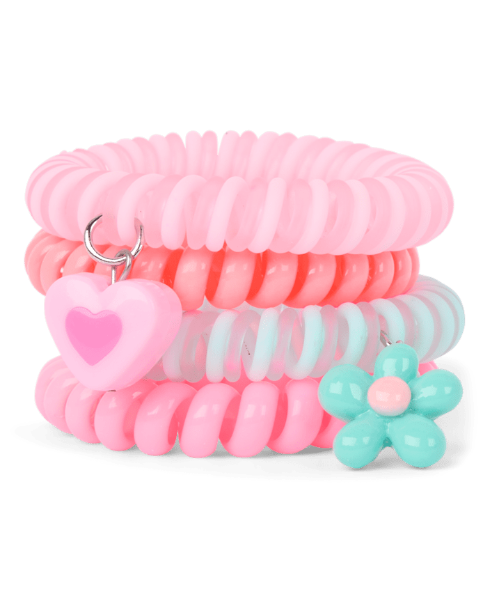 Girls Flower Coil Bracelet 4-Pack