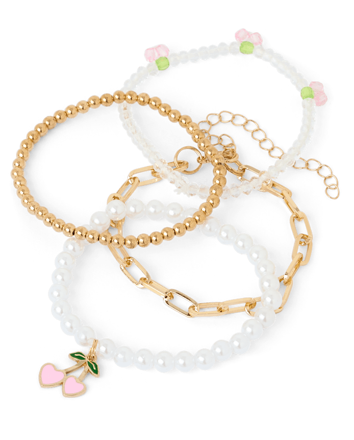 Girls Cherry Beaded Bracelet 4-Pack