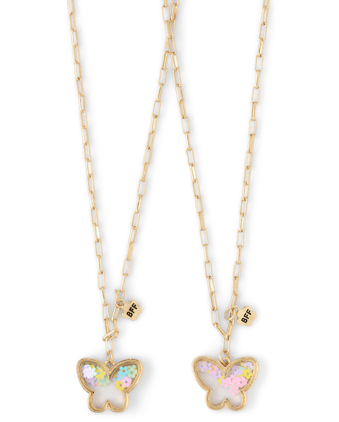 Girls Shakey Butterfly BFF Necklace 2-Pack