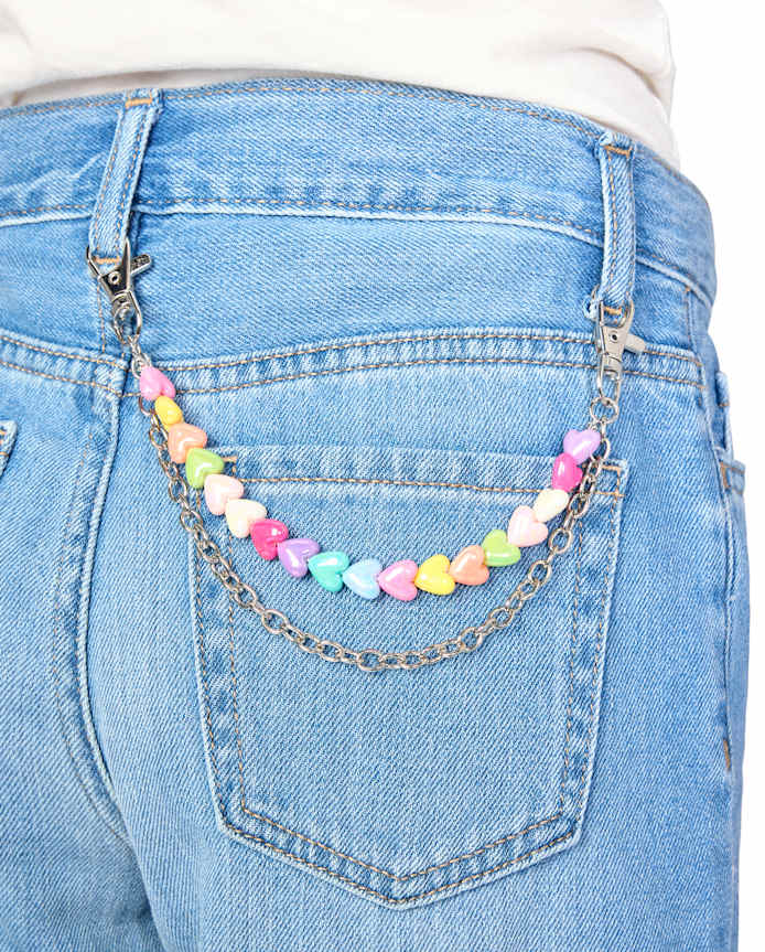 Girls Beaded Heart Chain Bag Charm