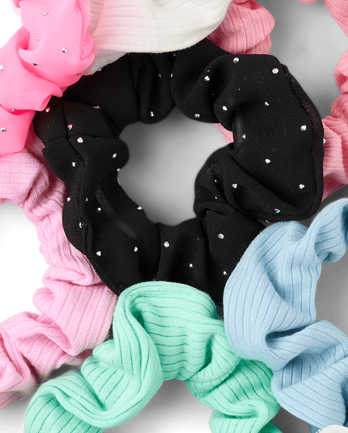 Girls Rhinestone Scrunchie 8-Pack