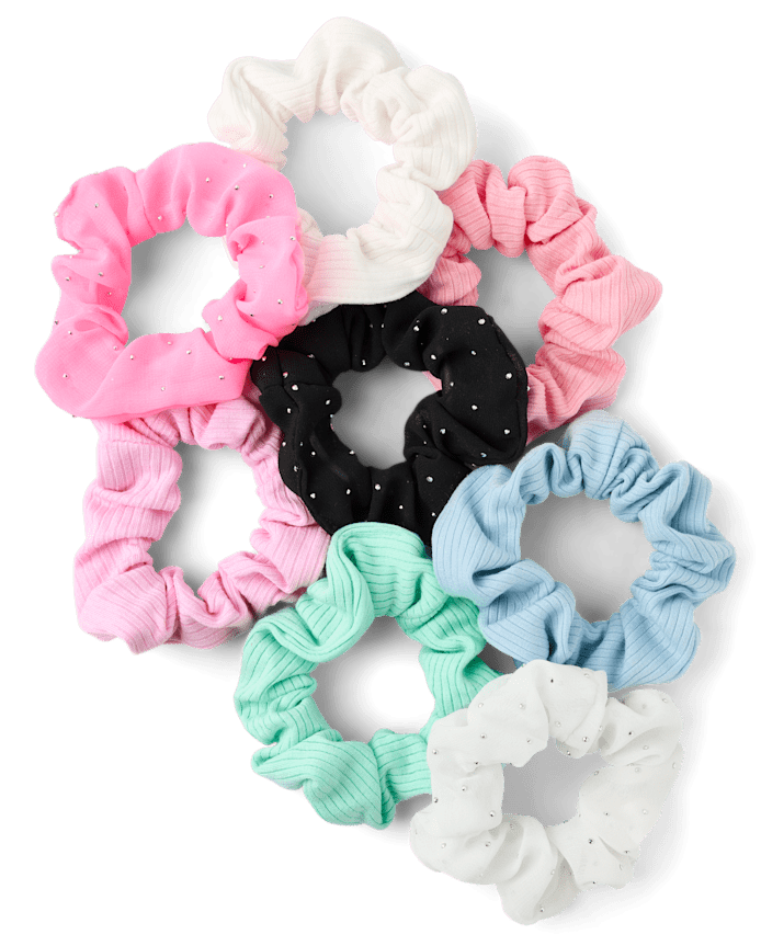 Girls Rhinestone Scrunchie 8-Pack