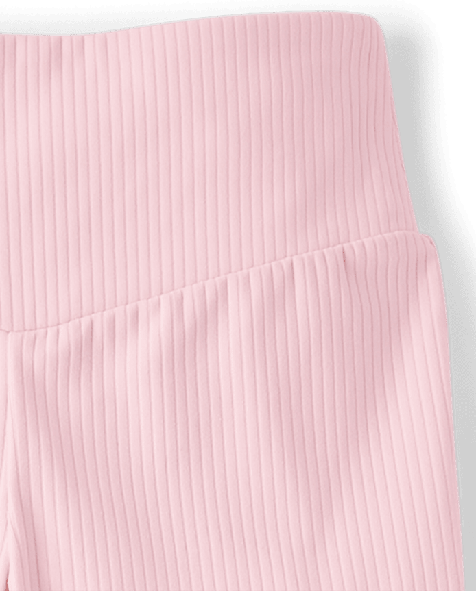 Girls Ribbed High Rise Flare Leggings