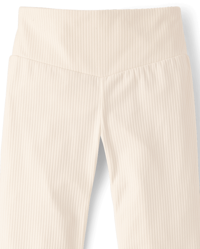 Girls Ribbed High Rise Flare Leggings