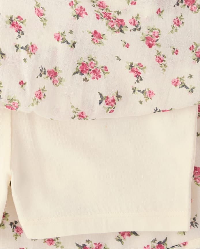 Girls Floral Tiered V-Waist Dress