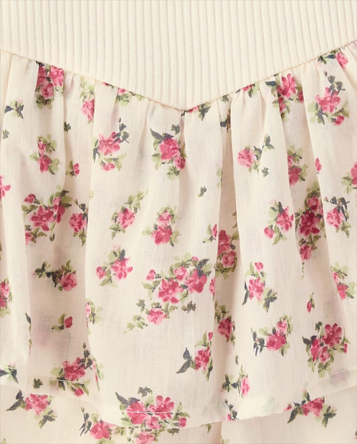 Girls Floral Tiered V-Waist Dress