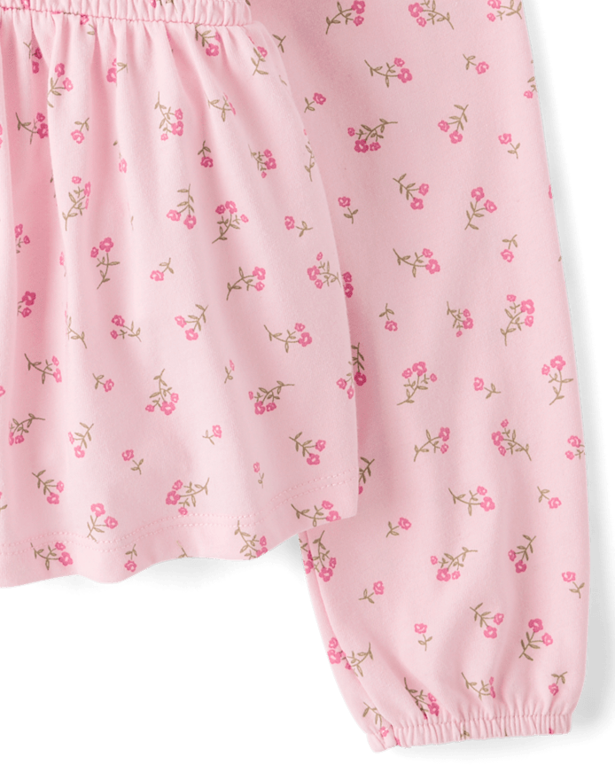 Girls Floral Smocked Peplum Top