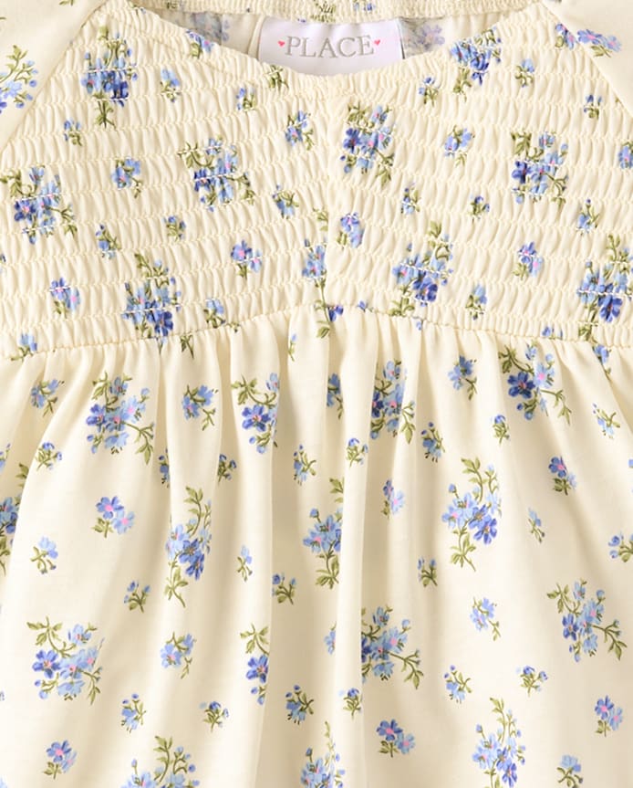 Girls Floral Smocked Peplum Top