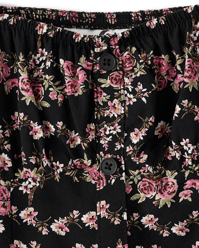 Tween Girls Floral Button Front Dress