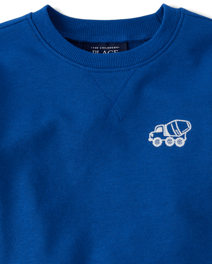 Baby And Toddler Boys Embroidered Construction Vehicle French Terry Sweatshirt