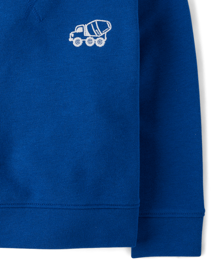 Baby And Toddler Boys Embroidered Construction Vehicle French Terry Sweatshirt