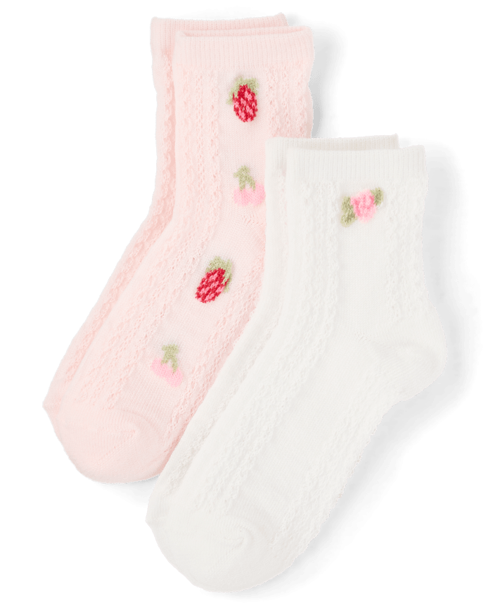 Girls Rosette Pointelle Midi Socks 2-Pack
