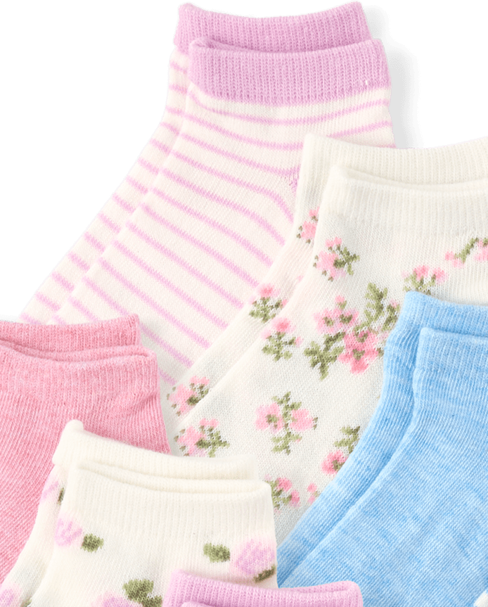 Girls Floral Ankle Socks 10-Pack