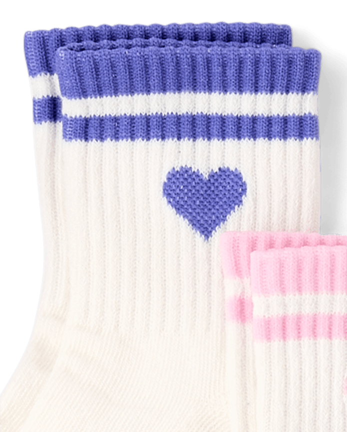 Girls Striped Heart Cushioned Midi Socks 6-Pack
