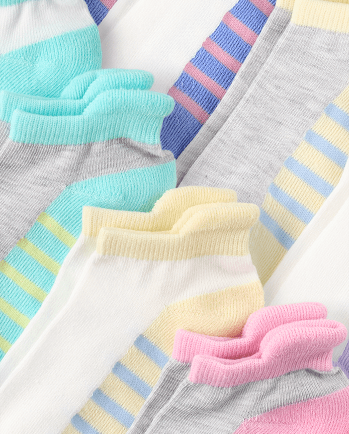Girls Colorblock Cushioned Ankle Socks 10-Pack