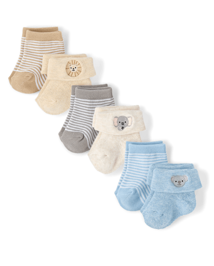 Baby Boys Animal Cushioned Turn Cuff Socks 6-Pack