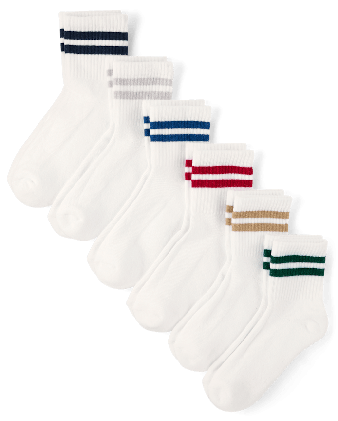 Boys Striped Cushioned Midi Socks 6-Pack