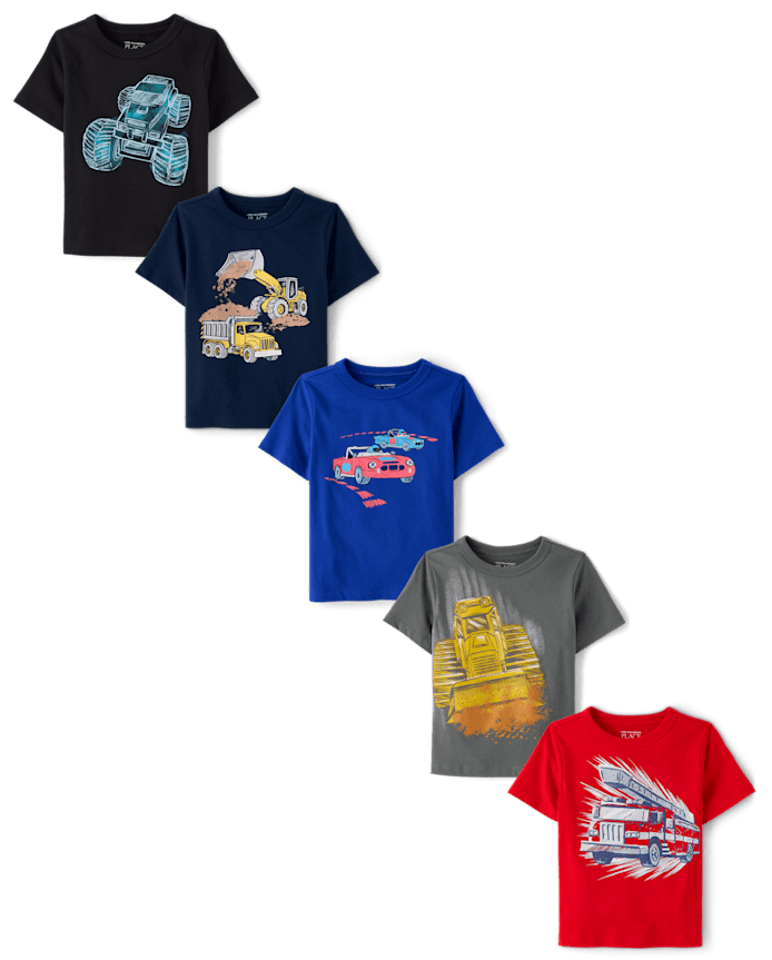 Baby And Toddler Boys Vehicle Graphic Tee 5-Pack