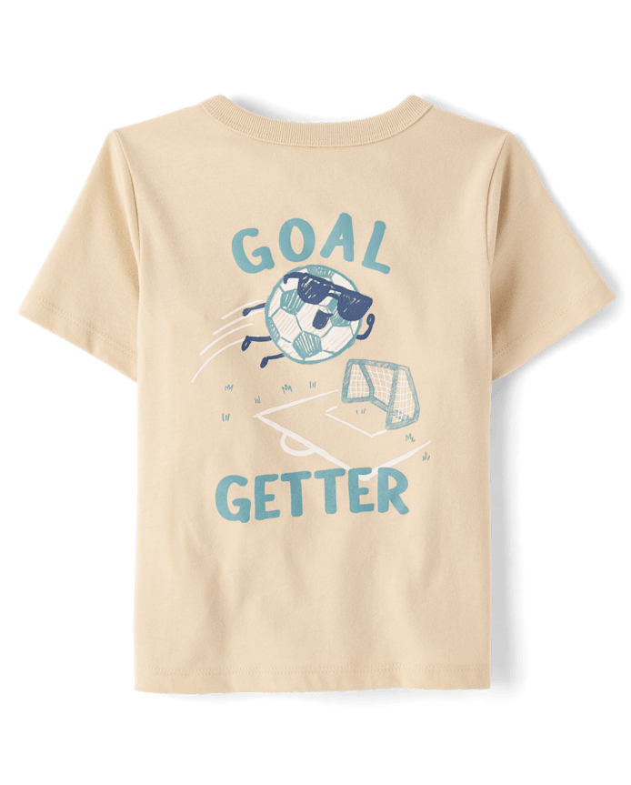 Baby And Toddler Boys Goal Getter Soccer Front Back Graphic Tee