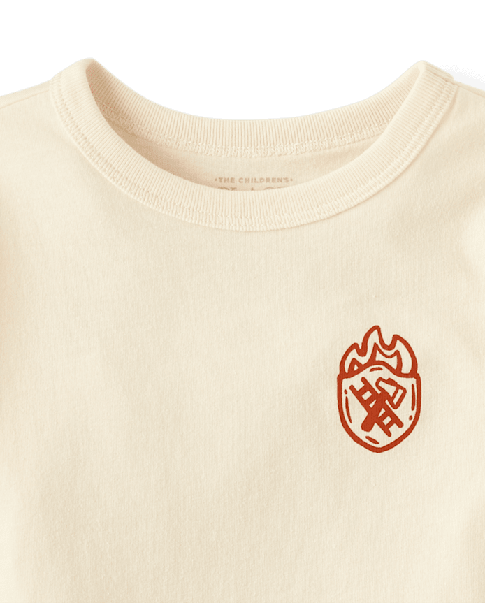 Baby And Toddler Boys Fire Truck Front Back Graphic Tee