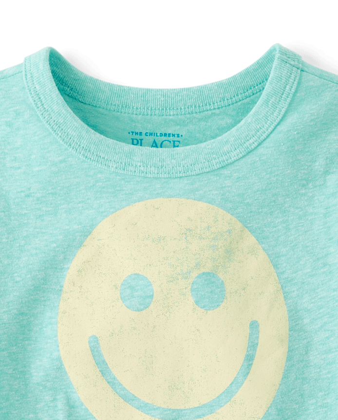 Baby And Toddler Boys Marled Happy Face Graphic Tee
