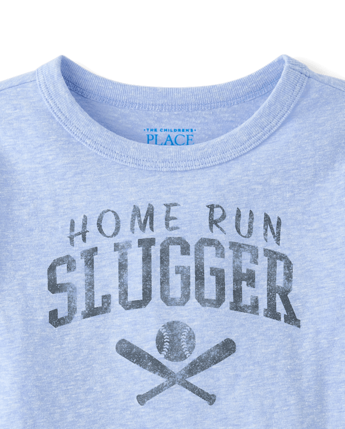 Baby And Toddler Boys Marled Home Run Slugger Baseball Graphic Tee