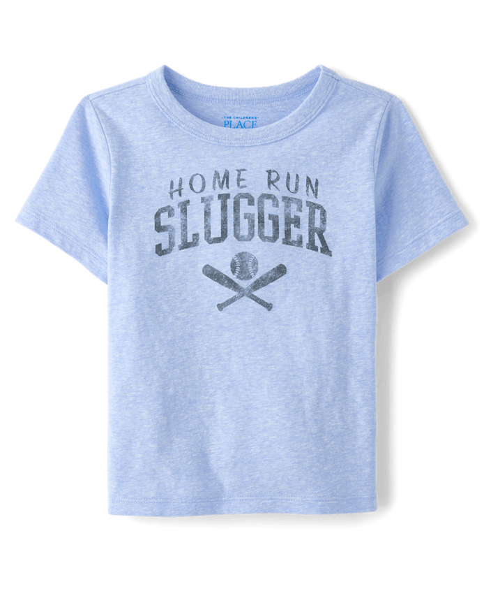 Baby And Toddler Boys Marled Home Run Slugger Baseball Graphic Tee