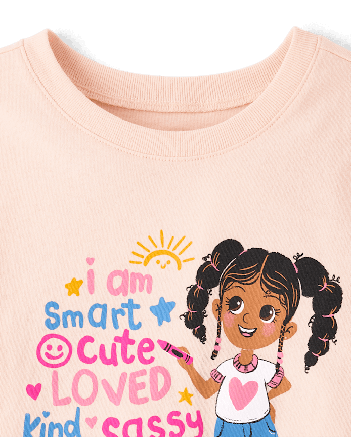 Baby And Toddler Girls Positive Words Graphic Tee