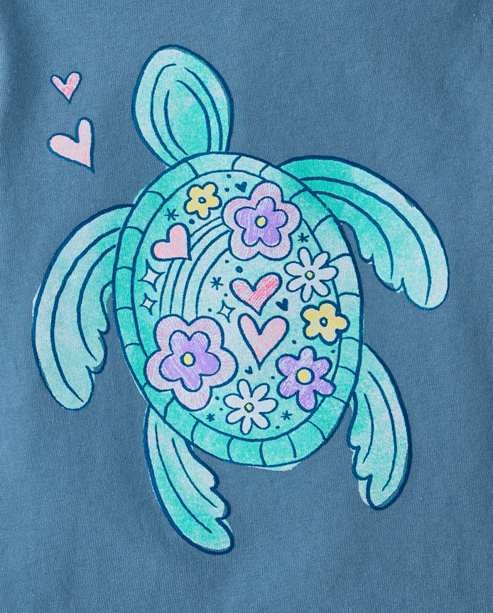 Baby And Toddler Girls Turtle Graphic Tee