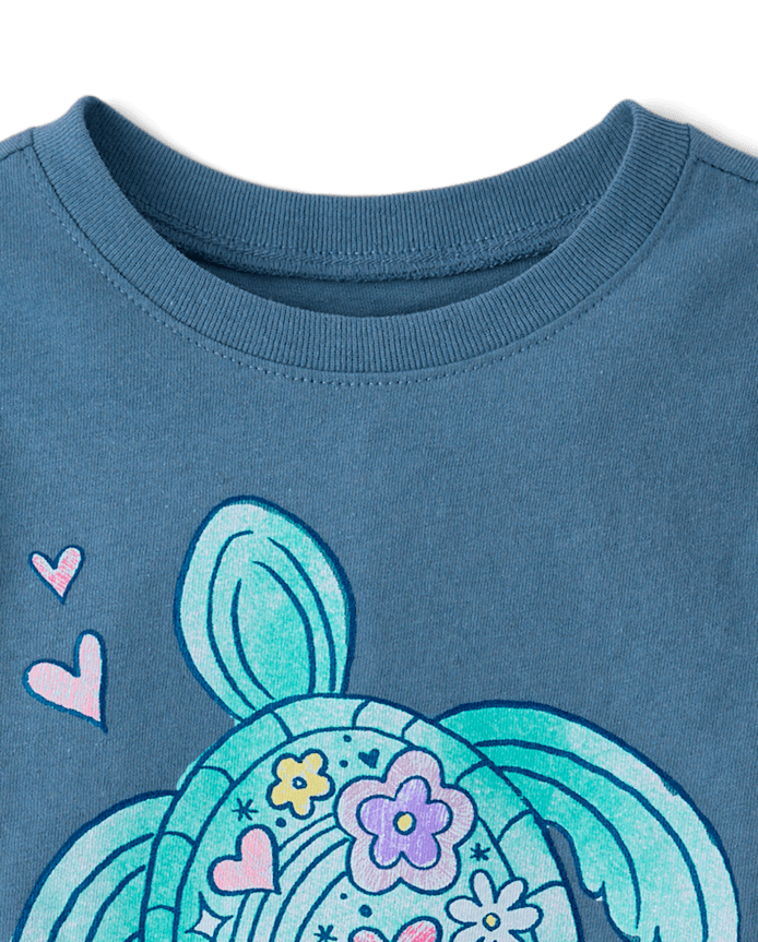 Baby And Toddler Girls Turtle Graphic Tee
