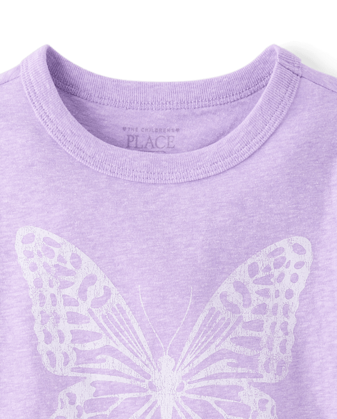 Baby And Toddler Girls Marled Butterfly Relaxed Graphic Tee