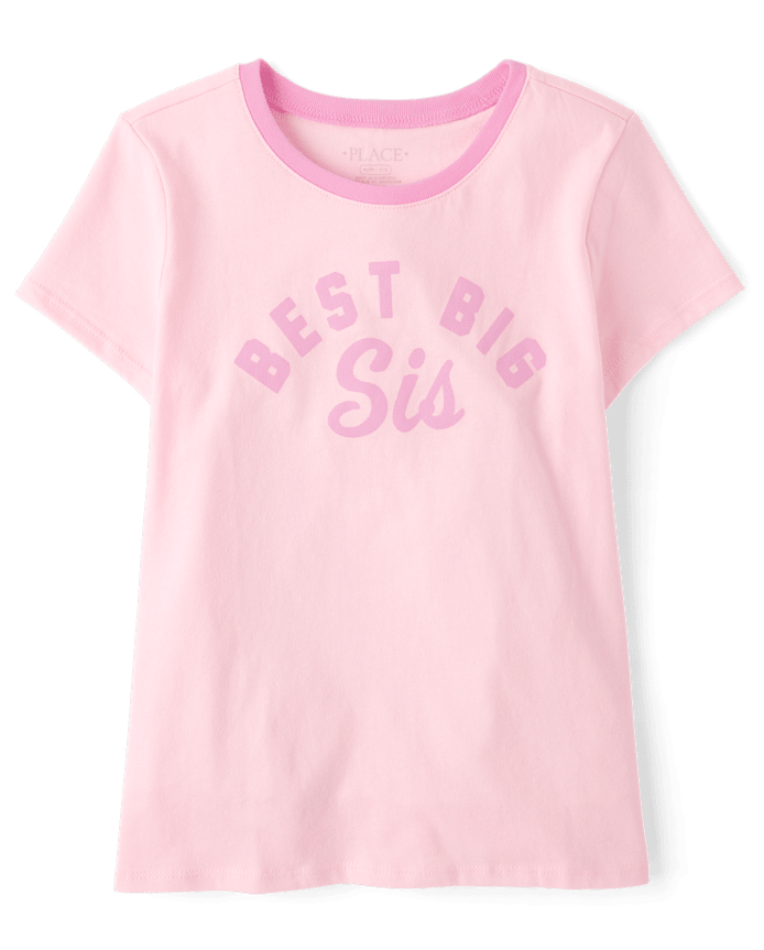 Girls Best Big Sis Graphic Ringer Tee