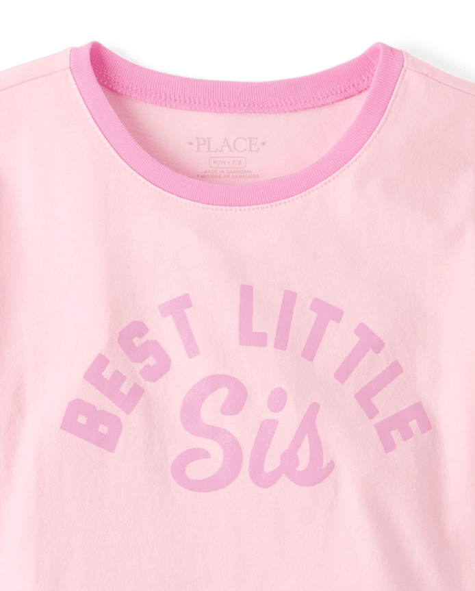 Girls Best Little Sis Graphic Ringer Tee