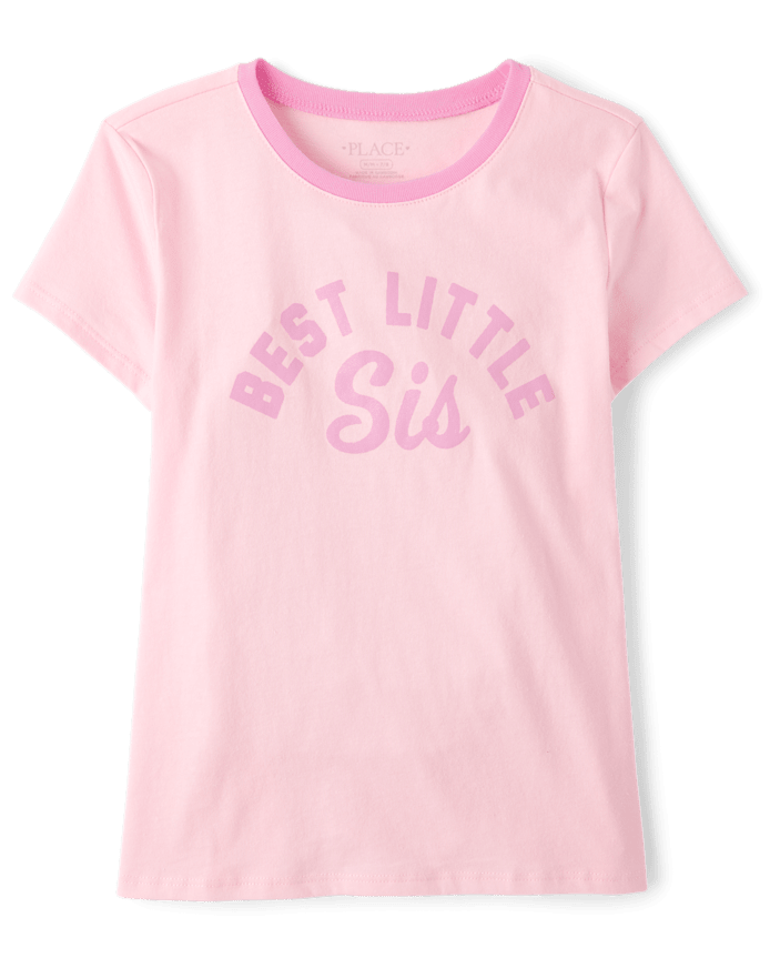 Girls Best Little Sis Graphic Ringer Tee
