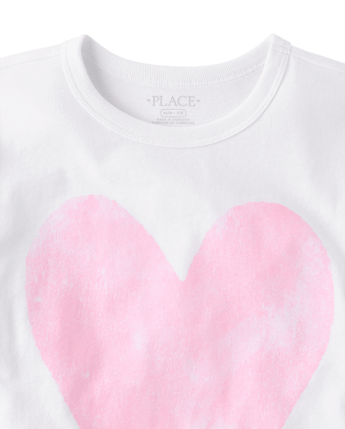 Girls Marled Heart Oversized Graphic Tee
