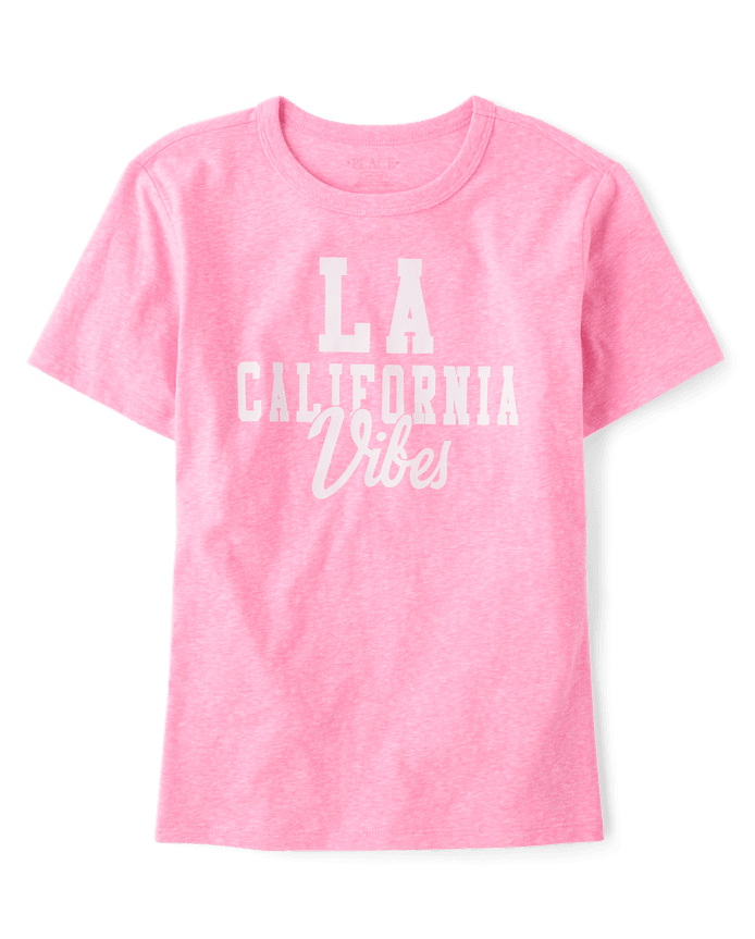 Girls Marled LA California Vibes Oversized Graphic Tee