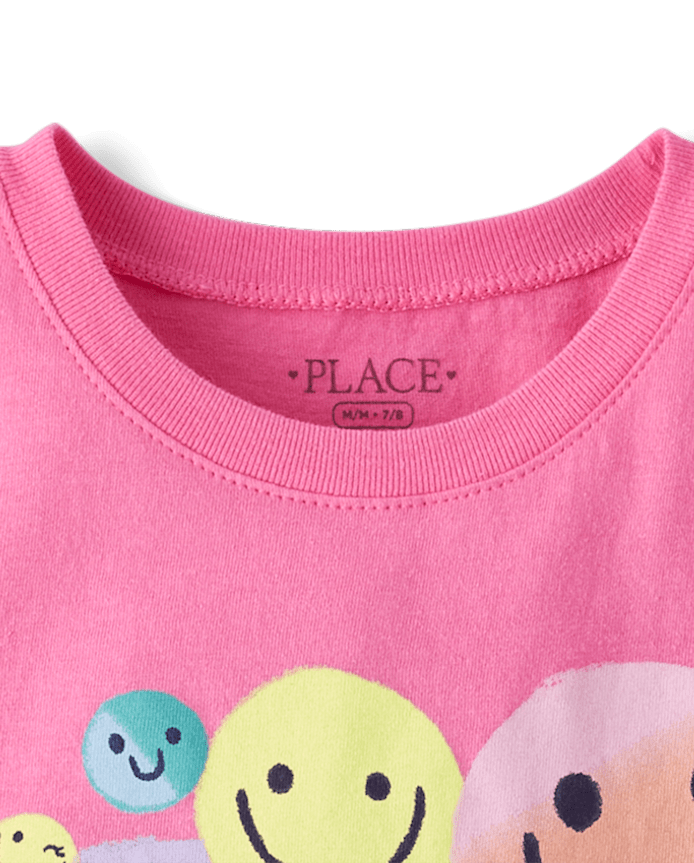 Girls Happy Face Graphic Tee