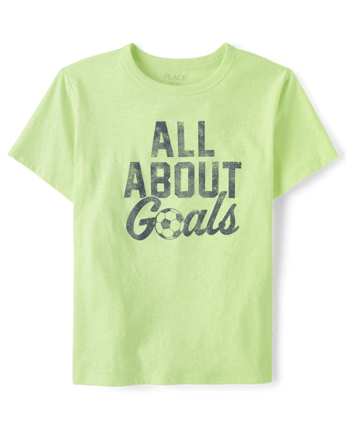 Boys Marled All About Goals Soccer Graphic Tee