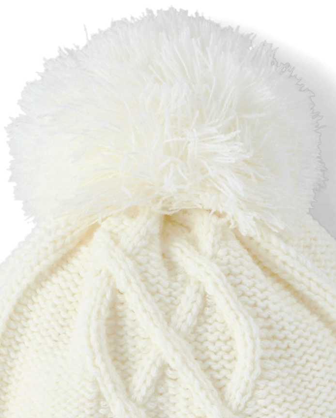 Girls Hello Kitty® Cable Knit Pom Beanie