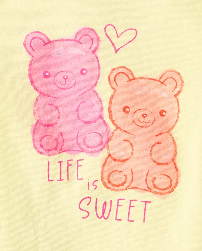 Baby And Toddler Girls Candy Bear Graphic Tee