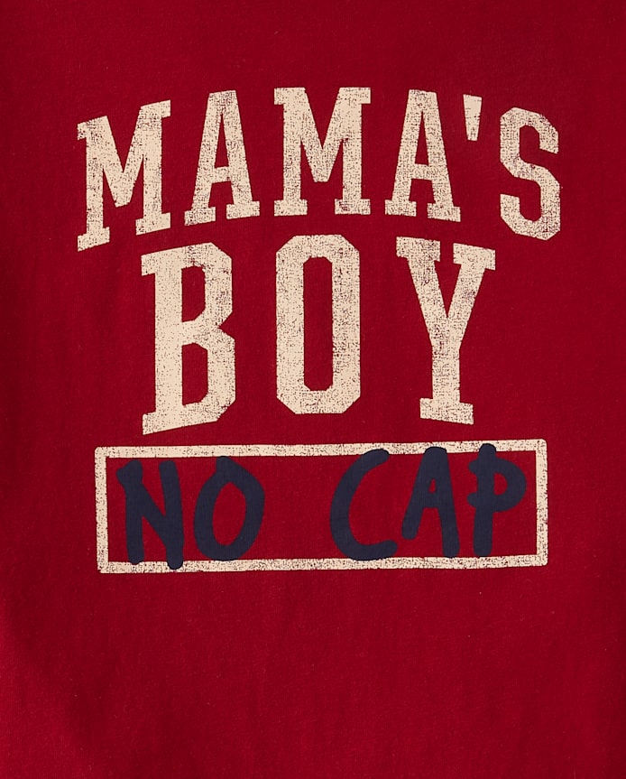 Boys Mama's Boy No Cap Graphic Ringer Tee