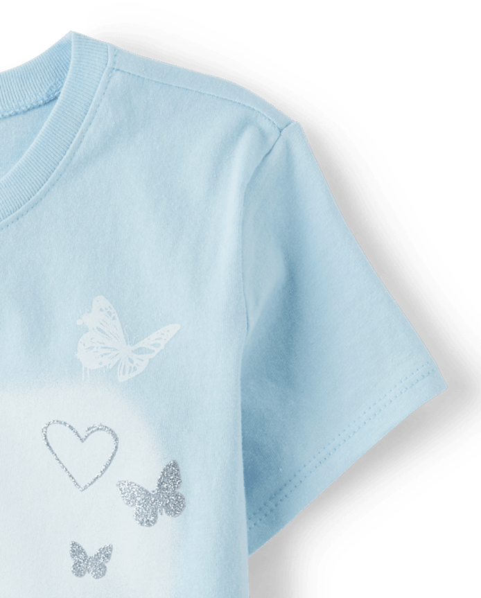 Girls Butterfly Heart  Graphic Tee
