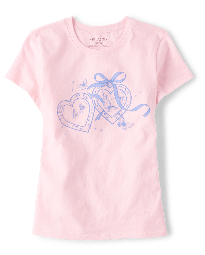 Girls Heart Locket Graphic Tee