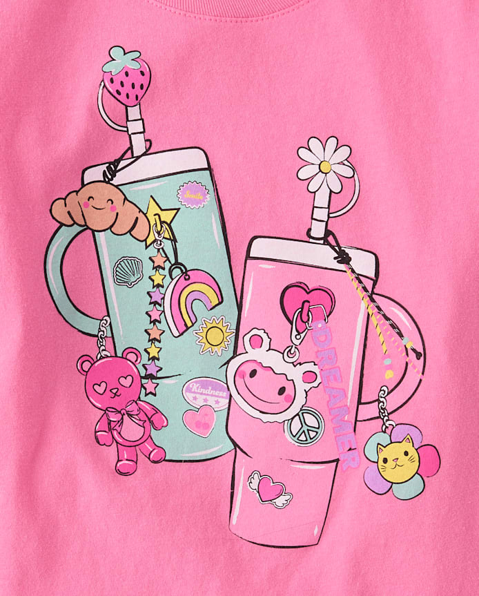 Girls Water Bottles Graphic Tee