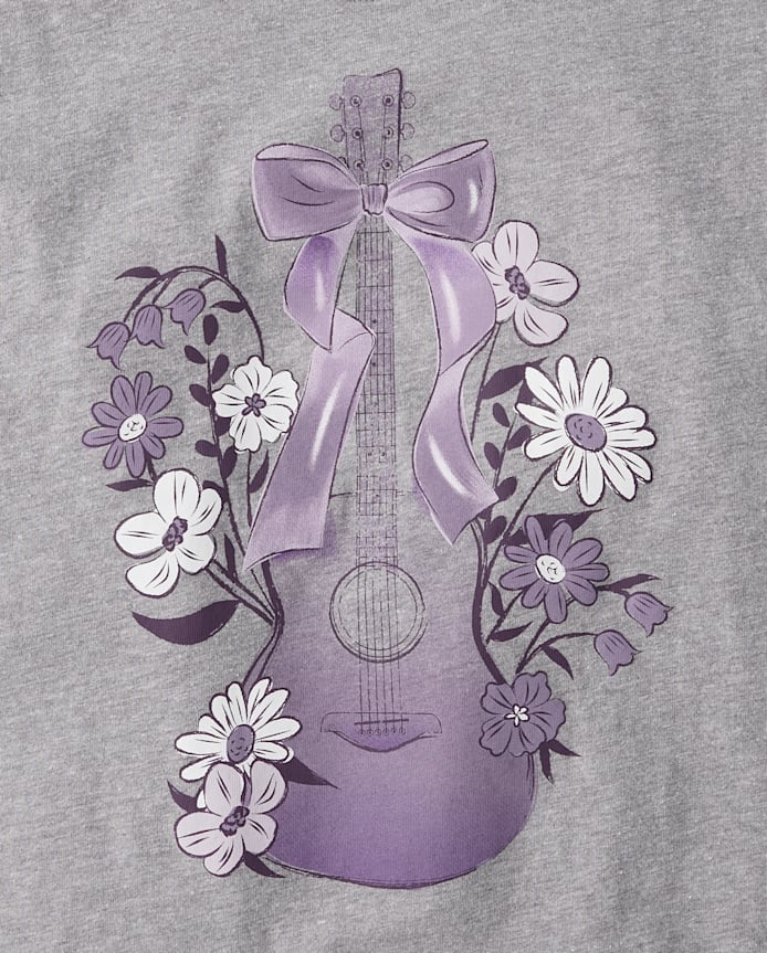 Girls Guitar Relaxed Cropped Graphic Tee